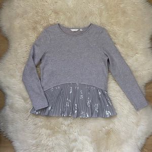 Lauren Conrad Gray Silver Sweater w/ Pleated Skirt